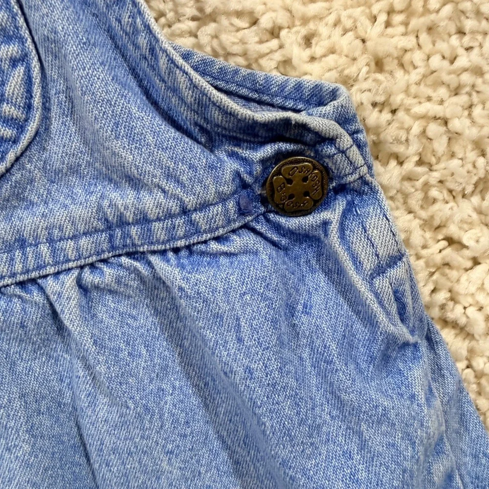 Vintage OshKosh Bgosh Girls Denim Pink Label Back Bow Shortalls 3T 90s Retro